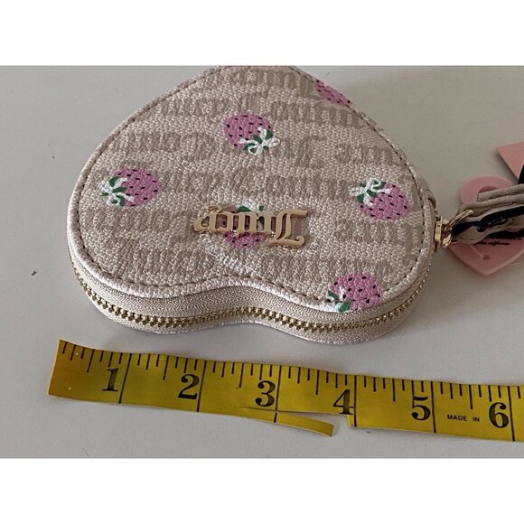 Juicy Couture Berry Sweet Coin Purse Wristlet Sandstone Cherry Blossom NEW - Picture 8 of 9